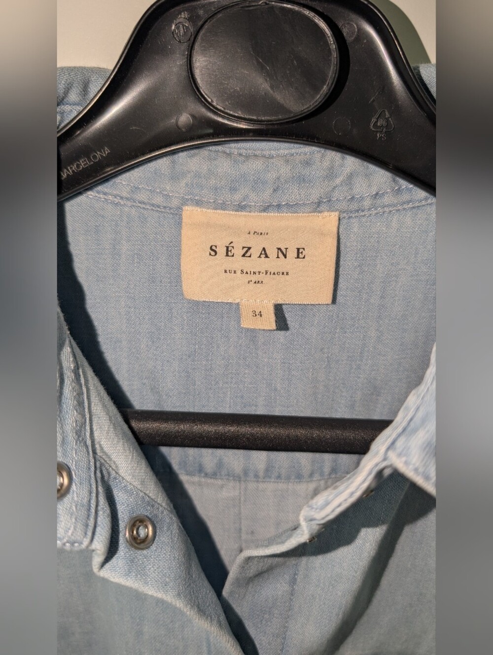 Sezane Max Shirt in Very Light Denim - Picture 4 of 13